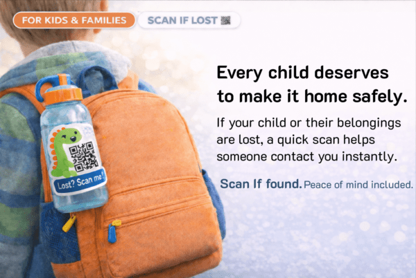 Superdots Lost & Found Stickers (8-Pack) (Unique QR Codes)